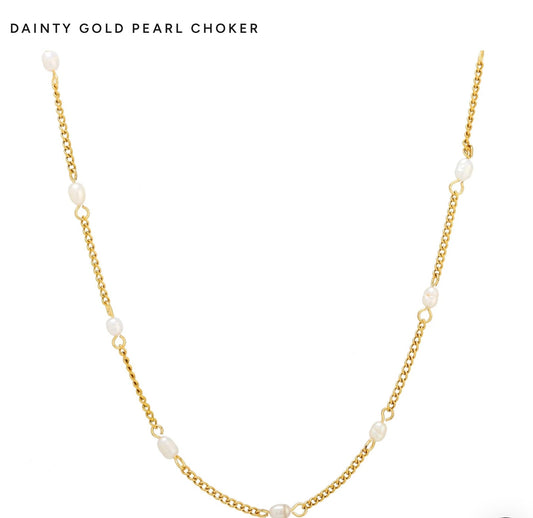 Atolea Dainty Gold Pearl Choker
