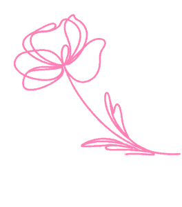 Minimalist pink floral line art on pink background for XO Flowers.